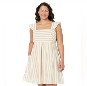 Draper James Cream and Tan Striped Mini Dress